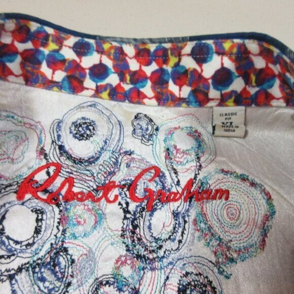 Robert Graham mens funky colorful classic fit Psychedelic flip button XL EUC - Picture 4 of 8